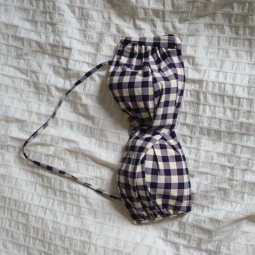 J Crew Blue Gingham Bandeau